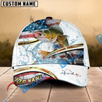 BlueJose Fishing Power Strike Vintage American Flag Design Personalized Cap (12 Breeds)