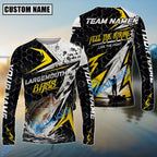 BlueJose Fishing Yellow Thunder Hexagonal Splatter Custom Name & Team Name 3D Shirts (12 Breeds)