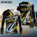 BlueJose Fishing Yellow Thunder Hexagonal Splatter Custom Name & Team Name 3D Shirts (12 Breeds)