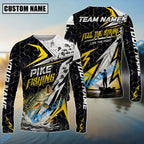BlueJose Fishing Yellow Thunder Hexagonal Splatter Custom Name & Team Name 3D Shirts (12 Breeds)