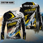 BlueJose Fishing Yellow Thunder Hexagonal Splatter Custom Name & Team Name 3D Shirts (12 Breeds)