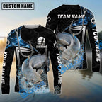 BlueJose Fishing Black Blue Wave Scale Pattern Custom Name & Team Name 3D Shirts (12 Breeds)