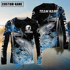 BlueJose Fishing Black Blue Wave Scale Pattern Custom Name & Team Name 3D Shirts (12 Breeds)