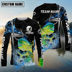 BlueJose Fishing Black Blue Wave Scale Pattern Custom Name & Team Name 3D Shirts (12 Breeds)