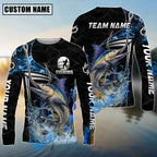 BlueJose Fishing Black Blue Wave Scale Pattern Custom Name & Team Name 3D Shirts (12 Breeds)