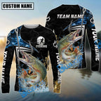 BlueJose Fishing Black Blue Wave Scale Pattern Custom Name & Team Name 3D Shirts (12 Breeds)