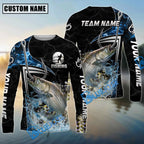 BlueJose Fishing Black Blue Wave Scale Pattern Custom Name & Team Name 3D Shirts (12 Breeds)
