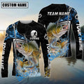 BlueJose Fishing Black Blue Wave Scale Pattern Custom Name & Team Name 3D Shirts (12 Breeds)