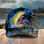 BlueJose Fishing Splash Water Hook Jacket Camo Personalized Name Classic 3D Cap Personalized Cap (13 Breeds)