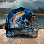 BlueJose Fishing Splash Water Hook Jacket Camo Personalized Name Classic 3D Cap Personalized Cap (13 Breeds)