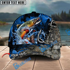 BlueJose Fishing Splash Water Hook Jacket Camo Personalized Name Classic 3D Cap Personalized Cap (13 Breeds)