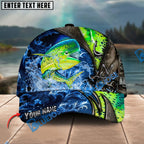 BlueJose Fishing Ocean Wave Hook Zipper Style Personalized Name Classic 3D Cap Personalized Cap (13 Breeds)