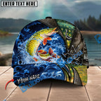 BlueJose Fishing Ocean Wave Hook Zipper Style Personalized Name Classic 3D Cap Personalized Cap (13 Breeds)