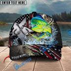 BlueJose Fishing Vintage Hook Patriotic Style Personalized Name Classic 3D Cap Personalized Cap (13 Breeds)