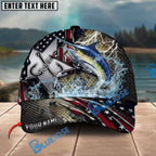BlueJose Fishing Vintage Hook Patriotic Style Personalized Name Classic 3D Cap Personalized Cap (13 Breeds)