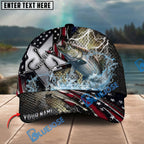BlueJose Fishing Vintage Hook Patriotic Style Personalized Name Classic 3D Cap Personalized Cap (13 Breeds)