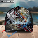 BlueJose Fishing Vintage Hook Patriotic Style Personalized Name Classic 3D Cap Personalized Cap (13 Breeds)