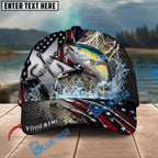 BlueJose Fishing Vintage Hook Patriotic Style Personalized Name Classic 3D Cap Personalized Cap (13 Breeds)