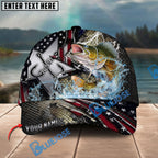 BlueJose Fishing Vintage Hook Patriotic Style Personalized Name Classic 3D Cap Personalized Cap (13 Breeds)