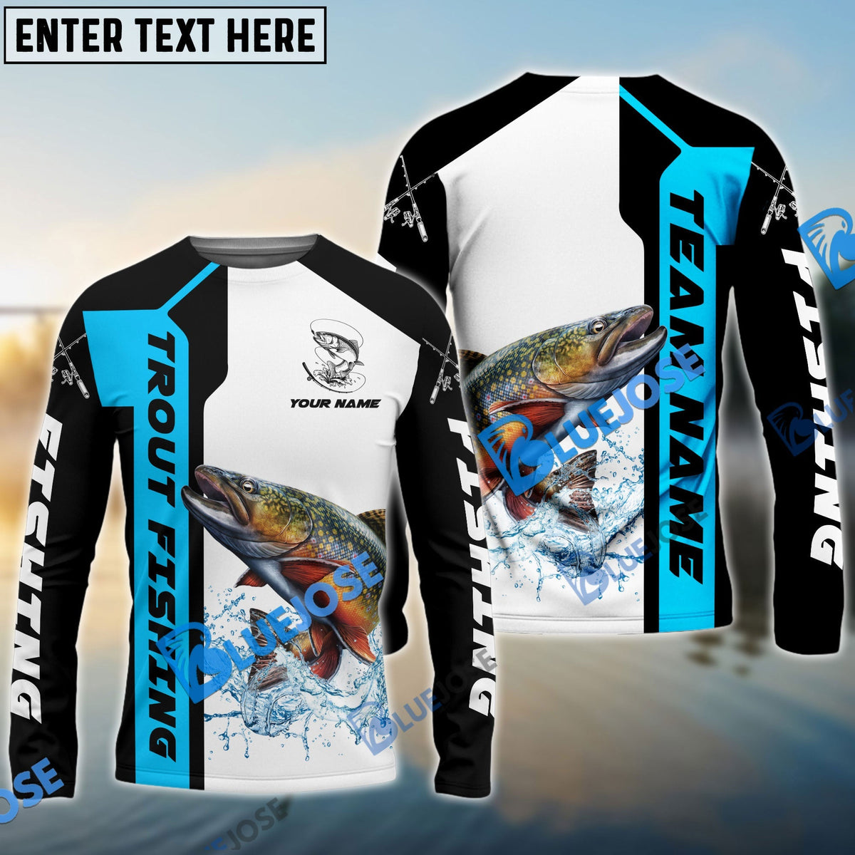 BlueJose Trout Fishing Blue Line Sport Custom Name & Team Name 3D Shirts