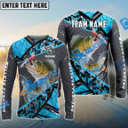 BlueJose Walleye Fishing Blue Camo 2 Sport Custom Name & Team Name 3D Shirts