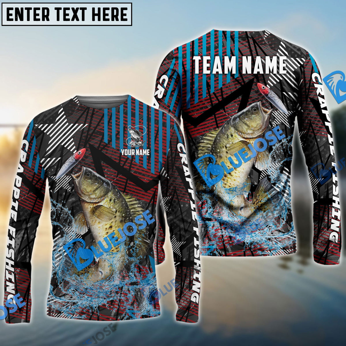 BlueJose Crappie Fishing Rising Star Custom Name & Team Name 3D Shirts