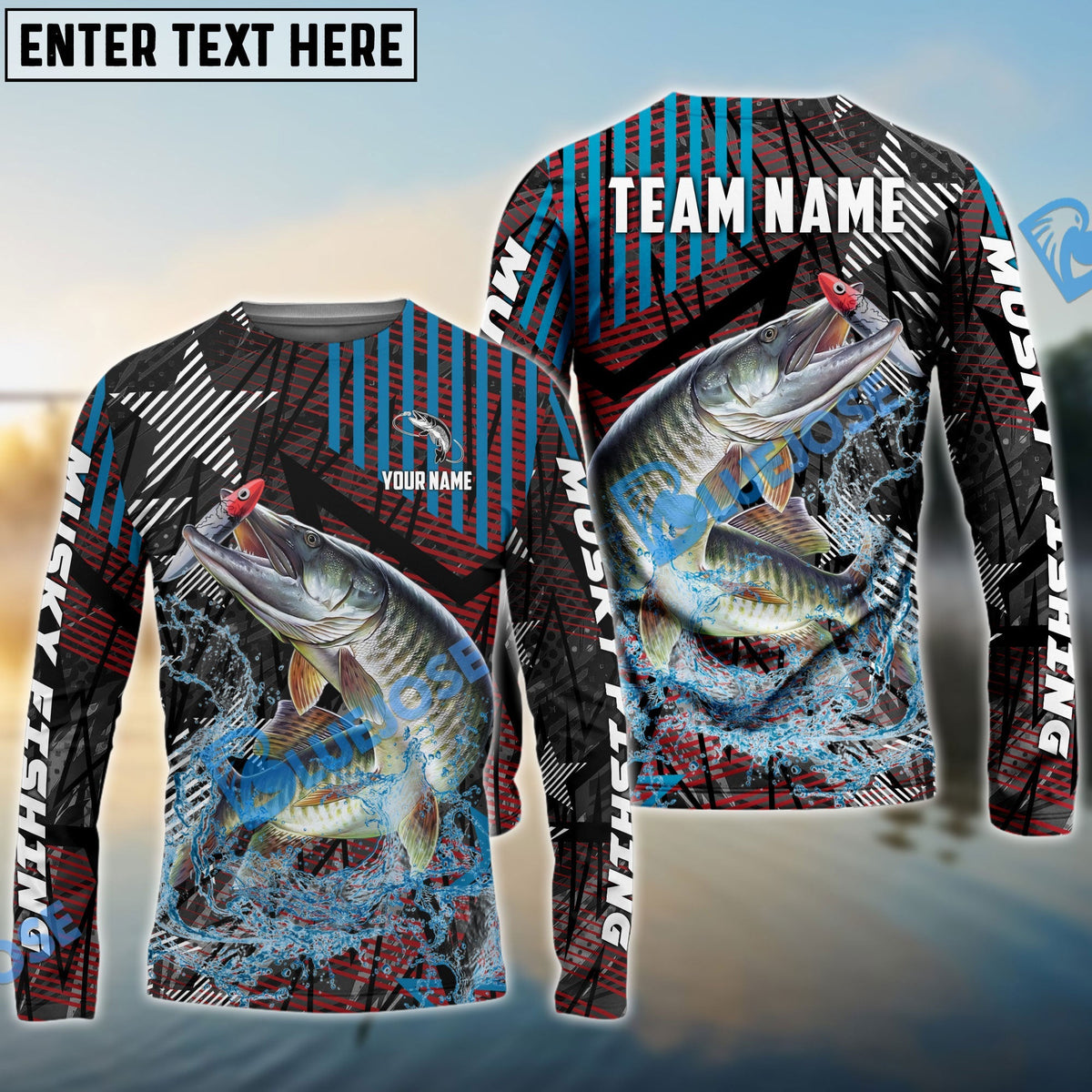 BlueJose Musky Fishing Rising Star Custom Name & Team Name 3D Shirts