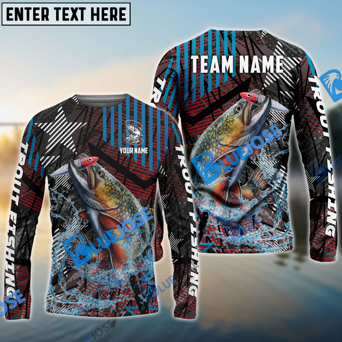 BlueJose Trout Fishing Rising Star Custom Name & Team Name 3D Shirts