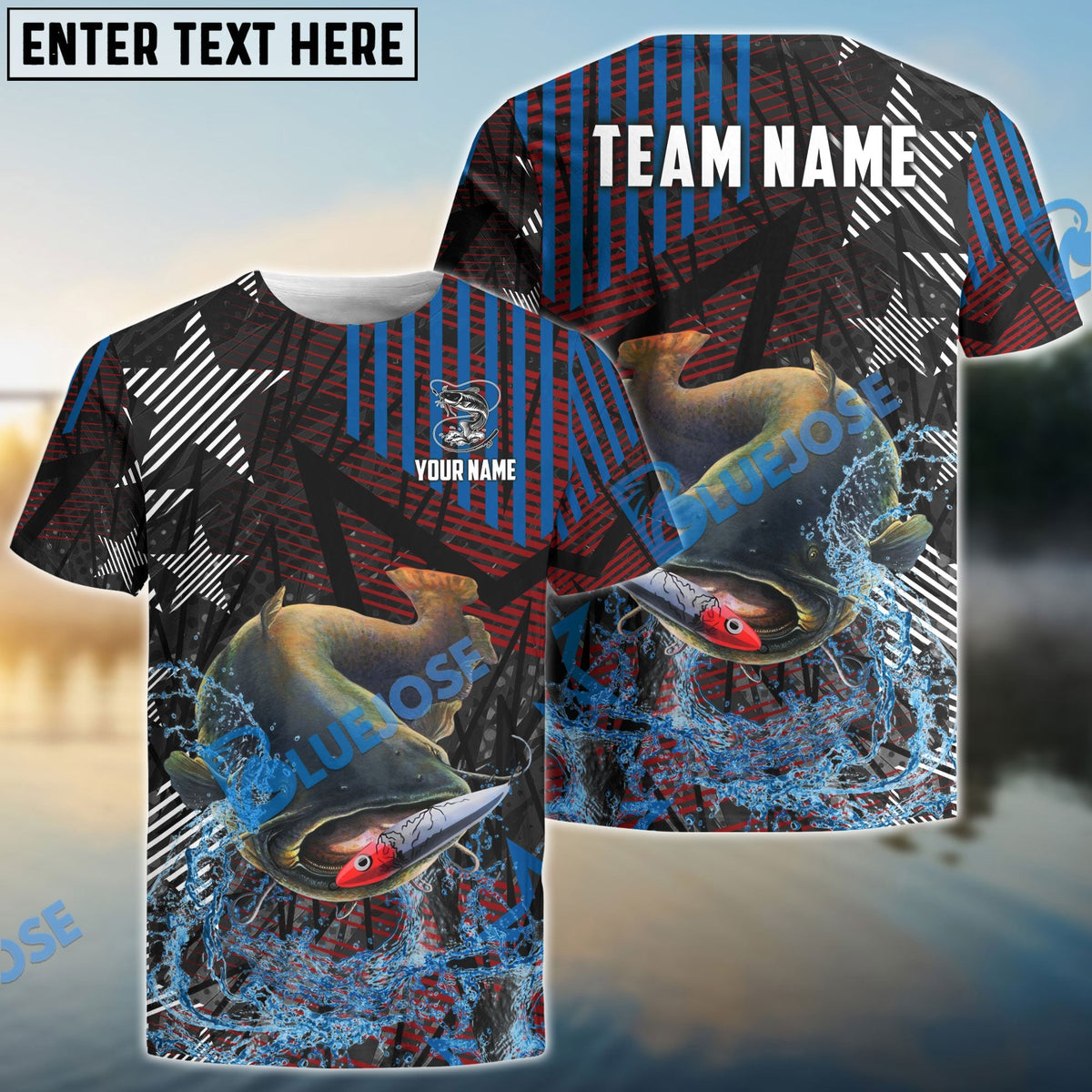 BlueJose Catfish Fishing Rising Star Custom Name & Team Name 3D Shirts