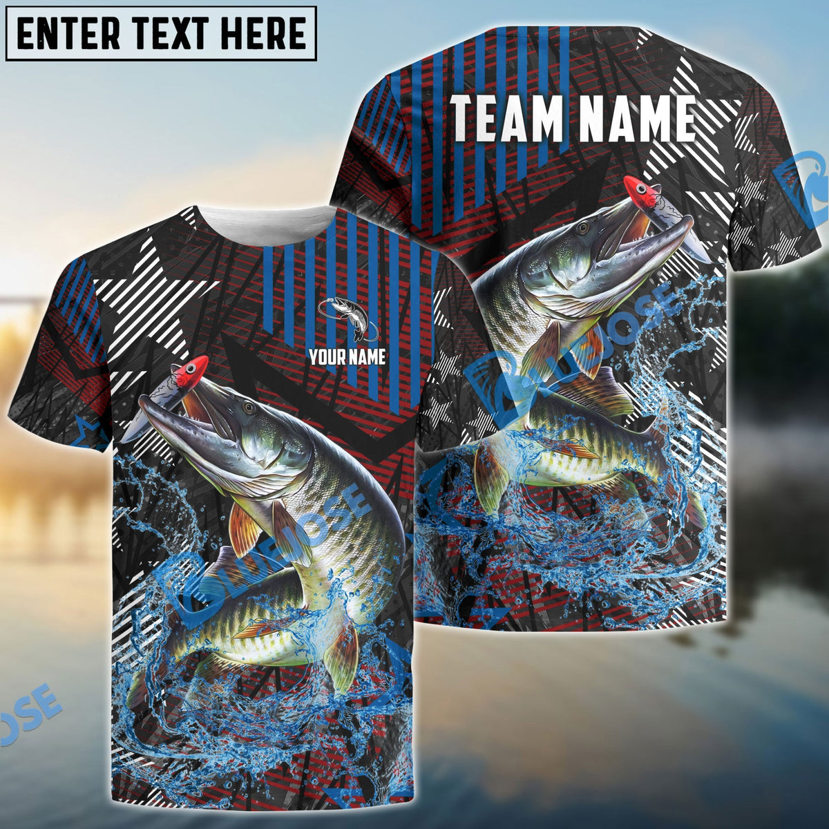 BlueJose Musky Fishing Rising Star Custom Name & Team Name 3D Shirts
