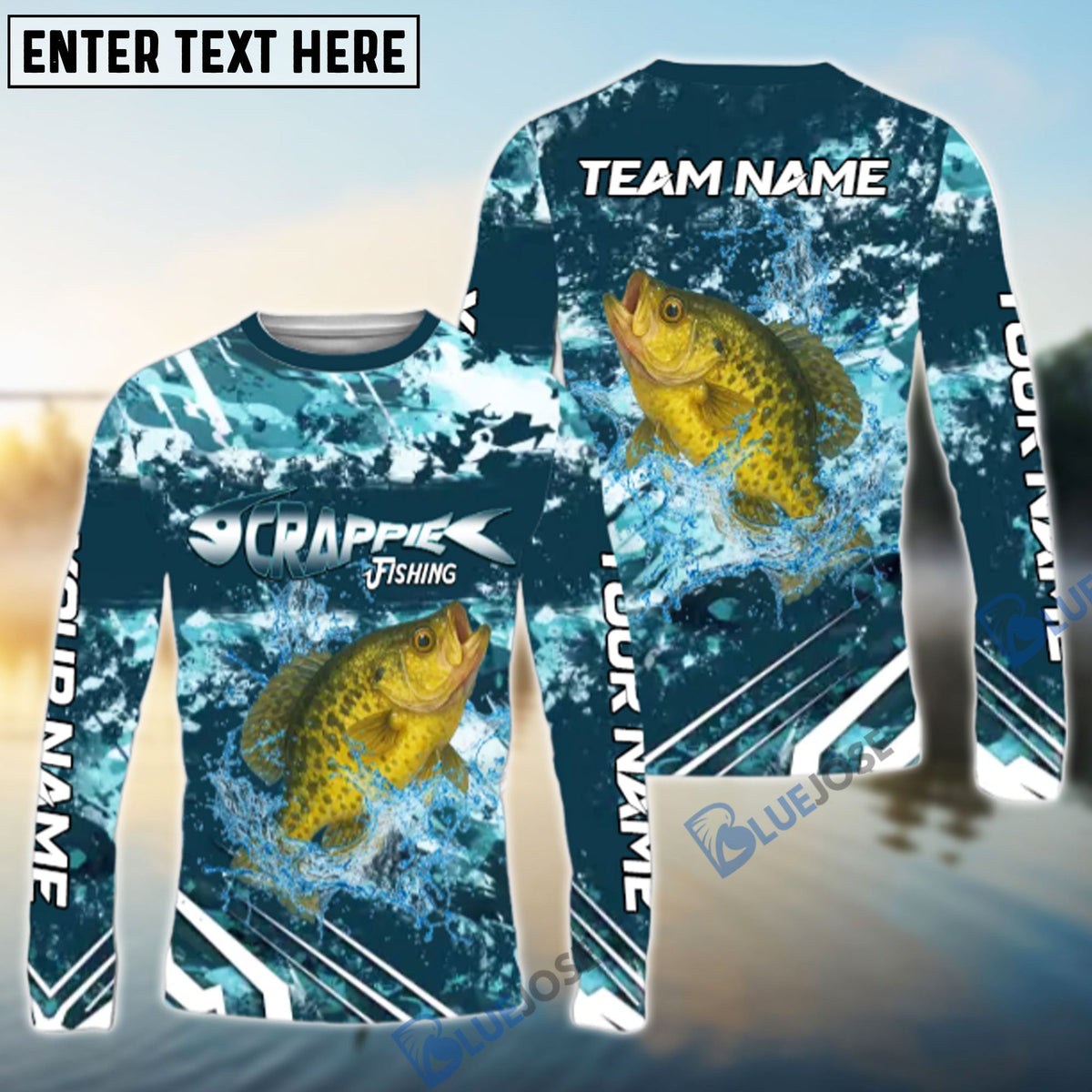 BlueJose Crappie Fishing Splash Pro Design Name & Team Name 3D Shirts