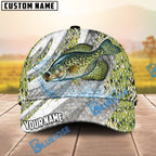 BlueJose Fishing Fish Scale Silver Stripe Personalized Name Classic 3D Cap (13 Breeds)