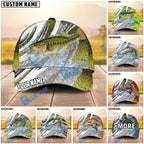 BlueJose Fishing Fish Scale Silver Stripe Personalized Name Classic 3D Cap (13 Breeds)