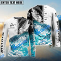 BlueJose Crappie Fishing White Blue Water Custom Name & Team Name 3D Shirts