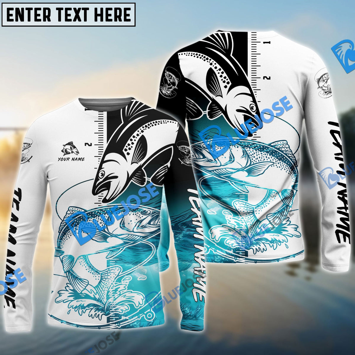 BlueJose Trout Fishing White Blue Water Custom Name & Team Name 3D Shirts