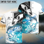 BlueJose Trout Fishing White Blue Water Custom Name & Team Name 3D Shirts