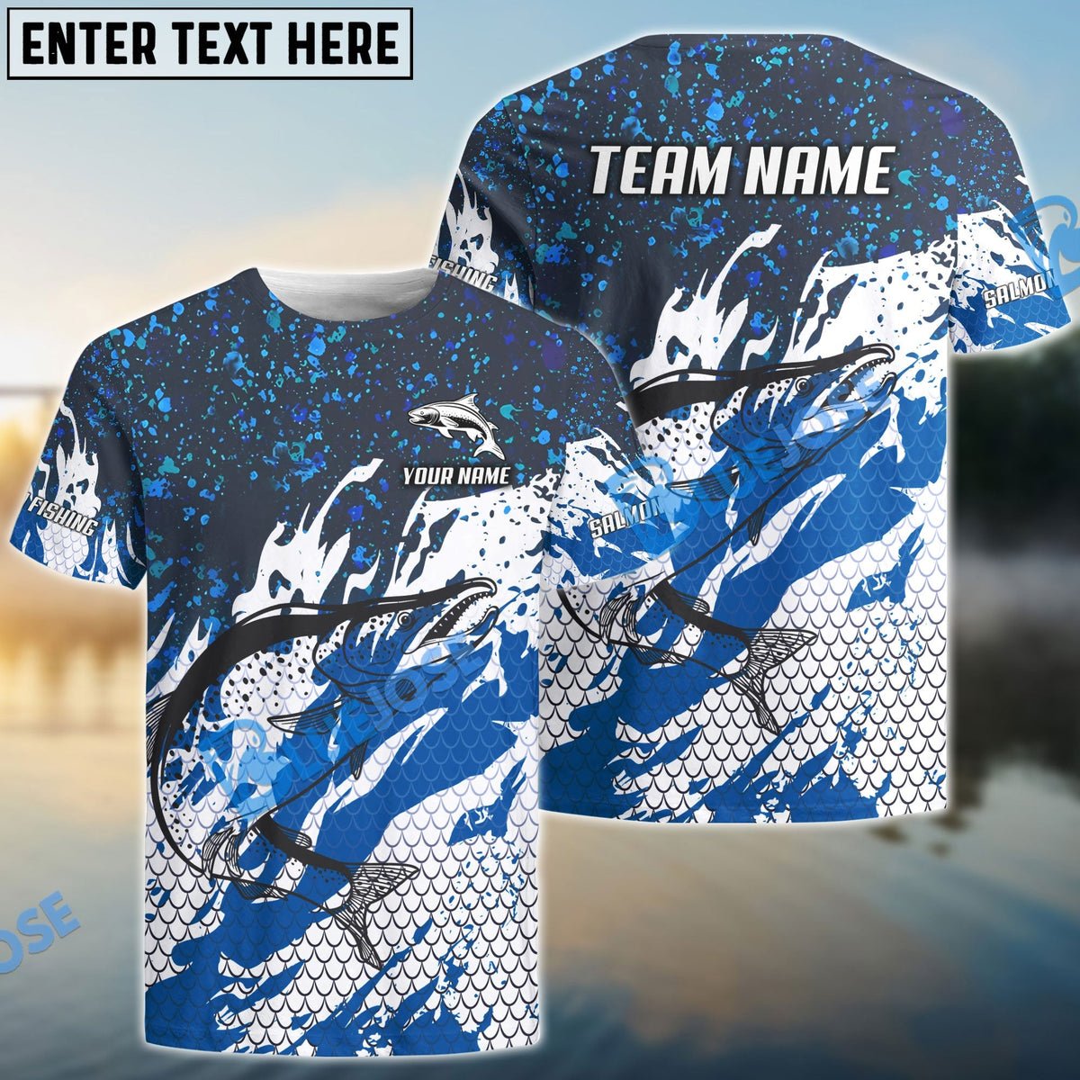 BlueJose Salmon Fishing Bluefin Sport Custom Name & Team Name 3D Shirts
