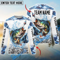 BlueJose Bass Fishing Black Water Blue Camo Custom Name & Team Name 3D Shirts