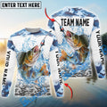 BlueJose Walleye Fishing Black Water Blue Camo Custom Name & Team Name 3D Shirts