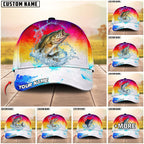 BlueJose Fishing Vibrant Sunset Personalized Cap (13 Breeds)