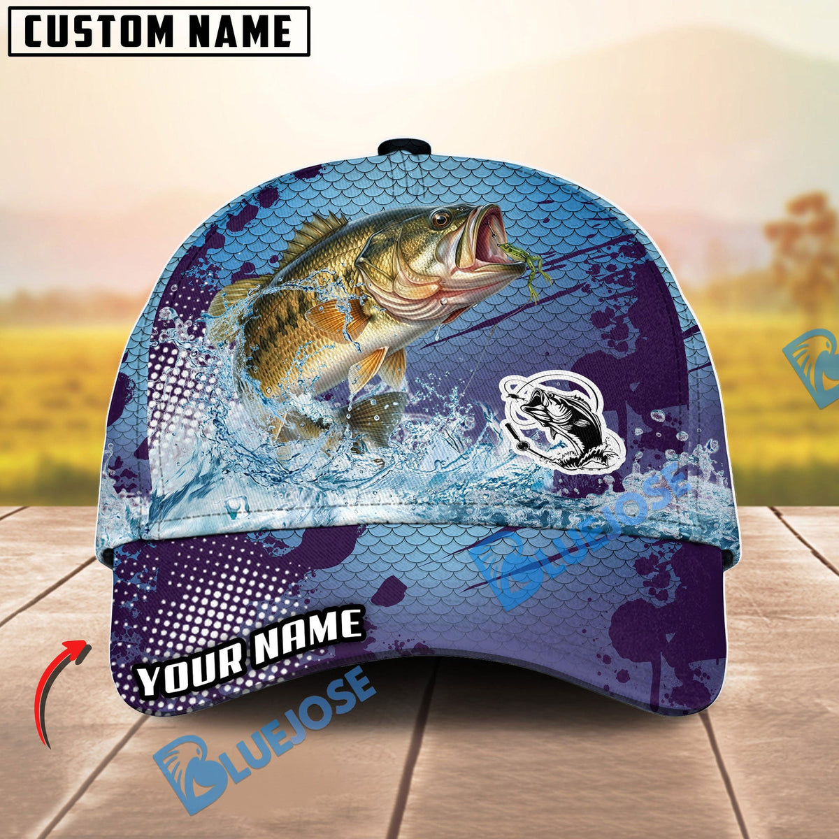 BlueJose Fishing Blue Wave Personalized Cap (13 Breeds)