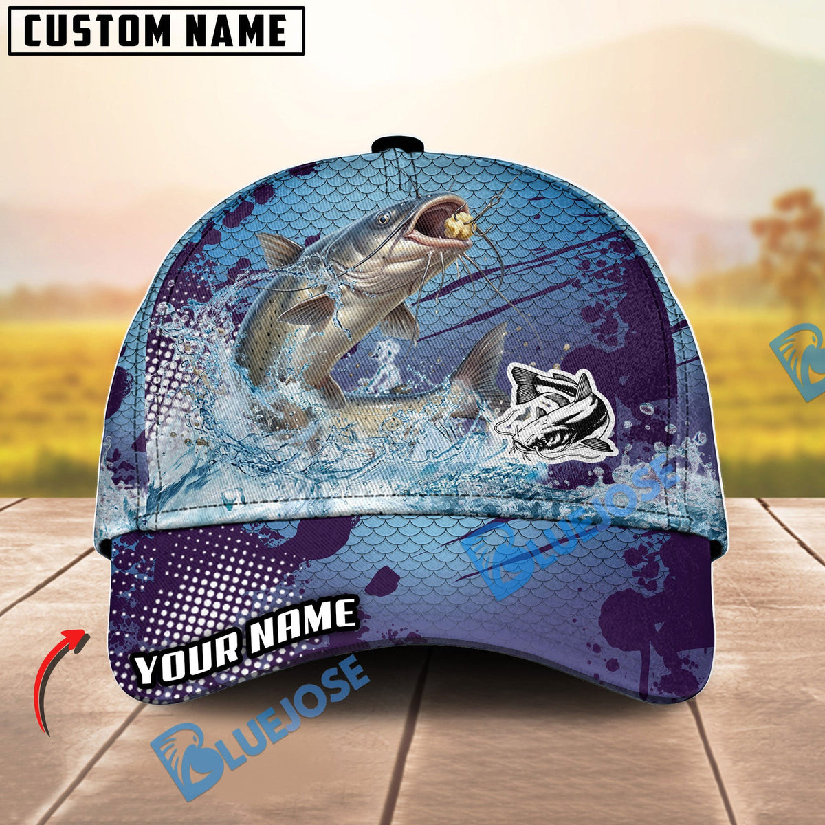 BlueJose Fishing Blue Wave Personalized Cap (13 Breeds)