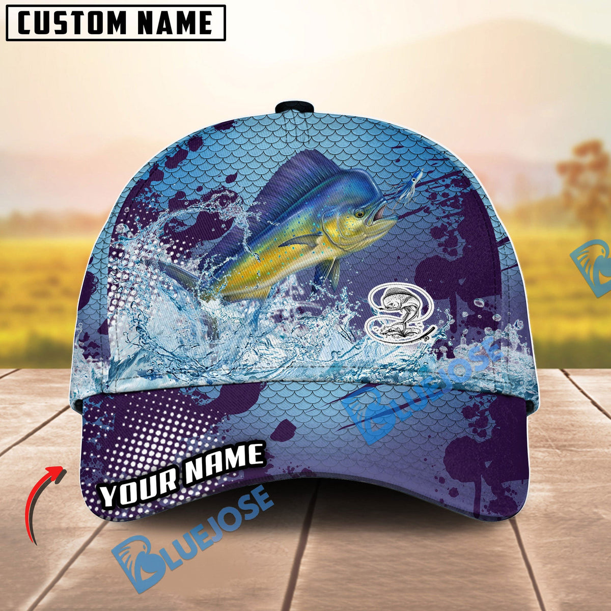 BlueJose Fishing Blue Wave Personalized Cap (13 Breeds)