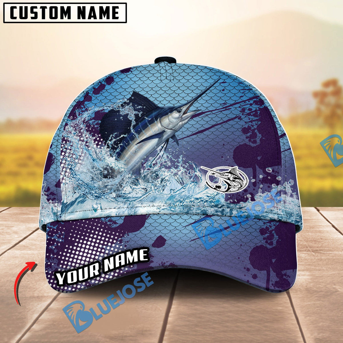 BlueJose Fishing Blue Wave Personalized Cap (13 Breeds)