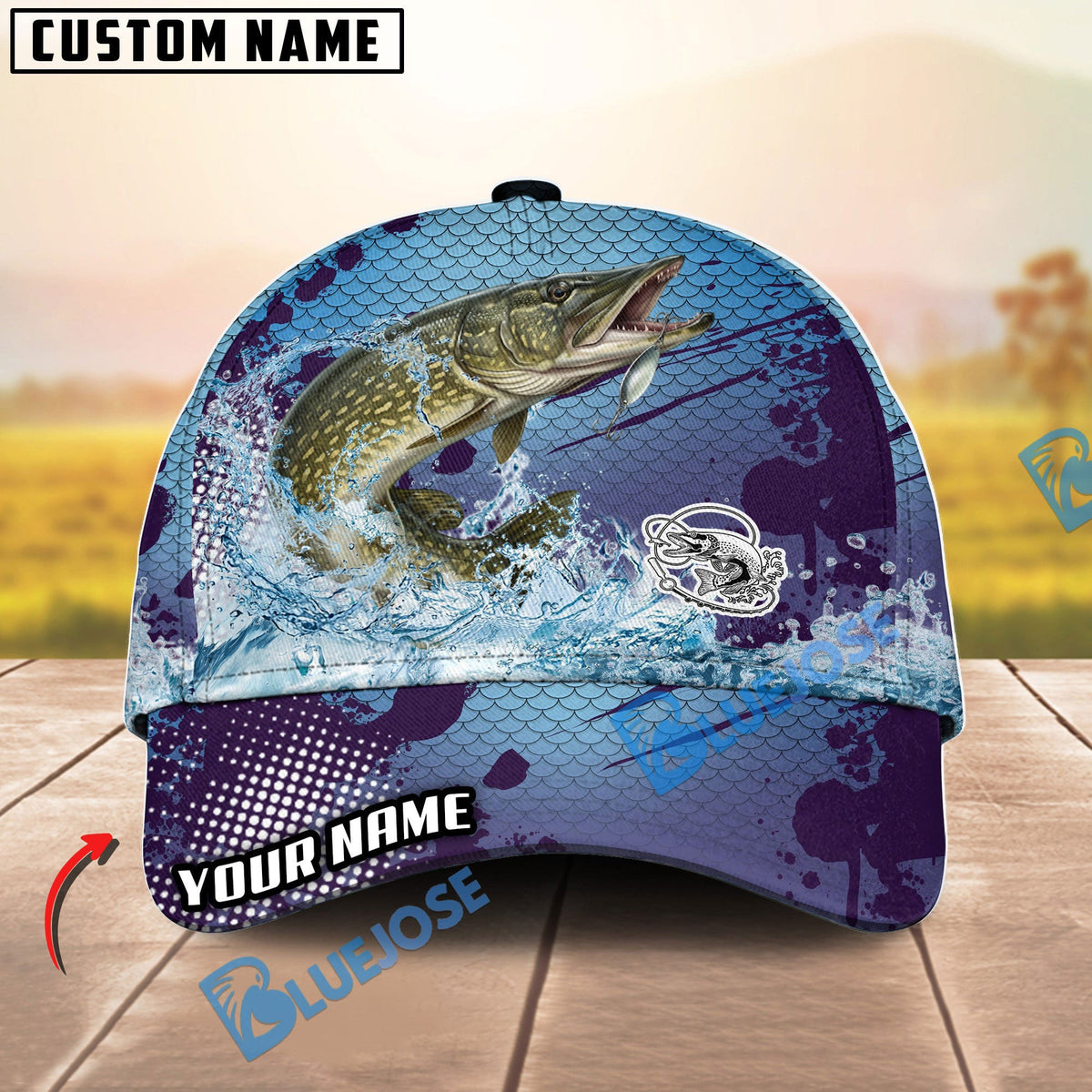 BlueJose Fishing Blue Wave Personalized Cap (13 Breeds)