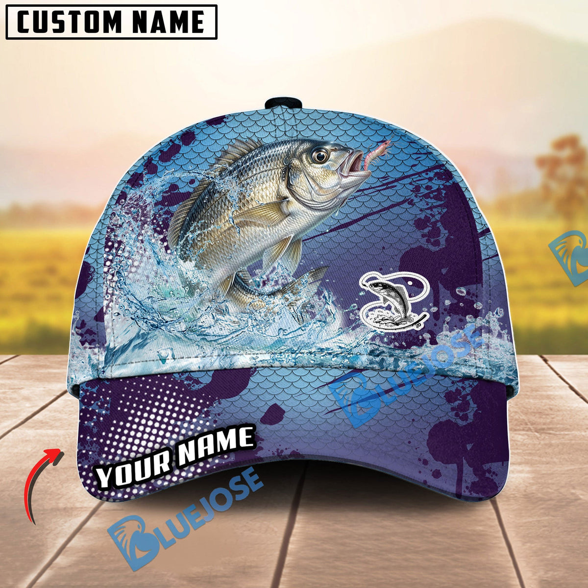 BlueJose Fishing Blue Wave Personalized Cap (13 Breeds)