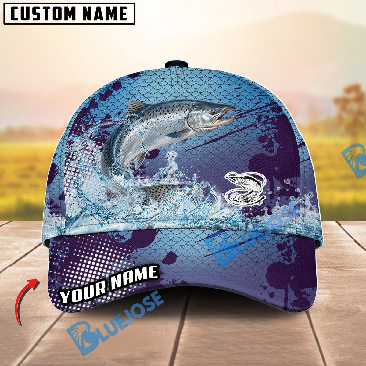 BlueJose Fishing Blue Wave Personalized Cap (13 Breeds)