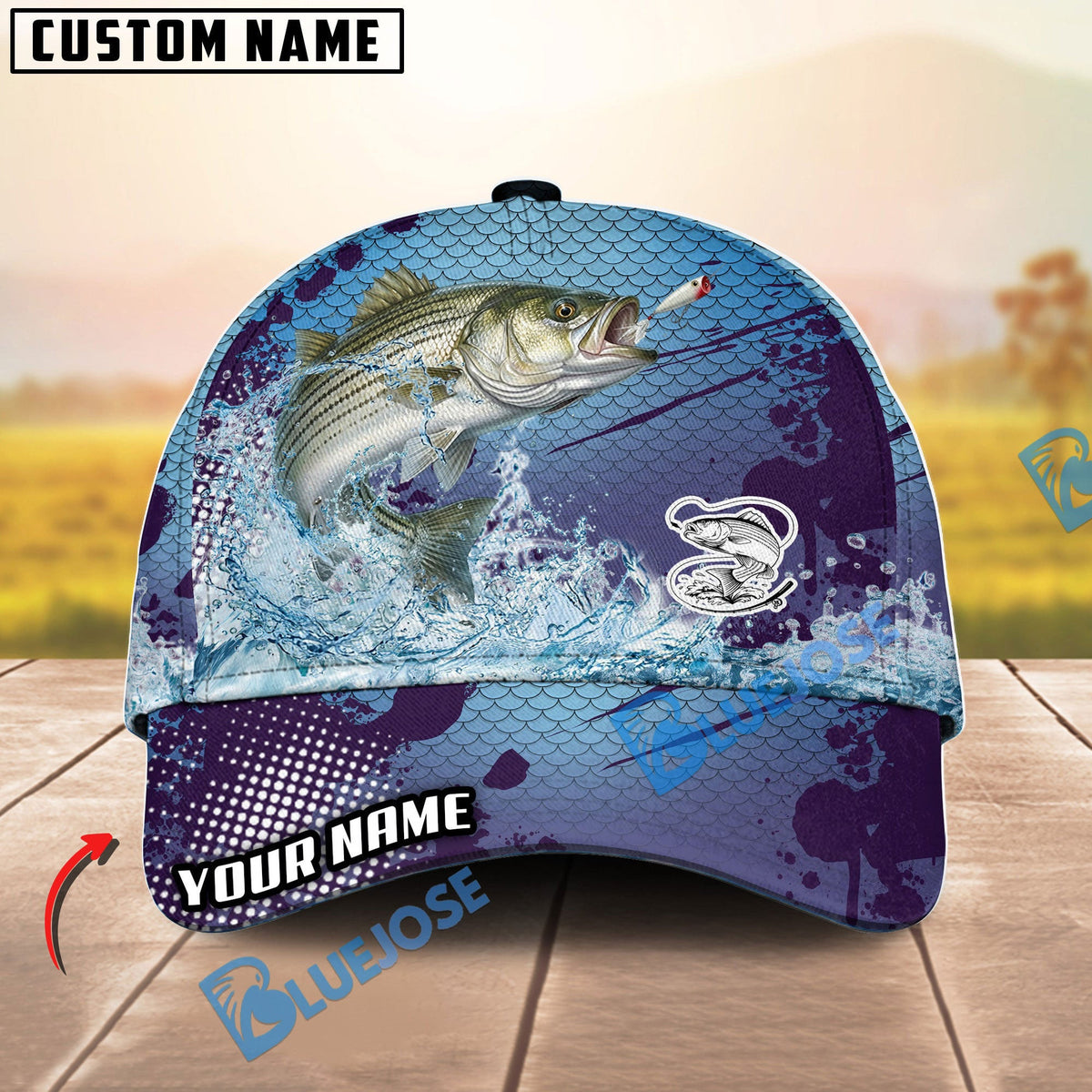 BlueJose Fishing Blue Wave Personalized Cap (13 Breeds)