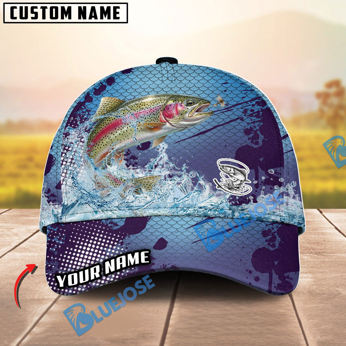 BlueJose Fishing Blue Wave Personalized Cap (13 Breeds)