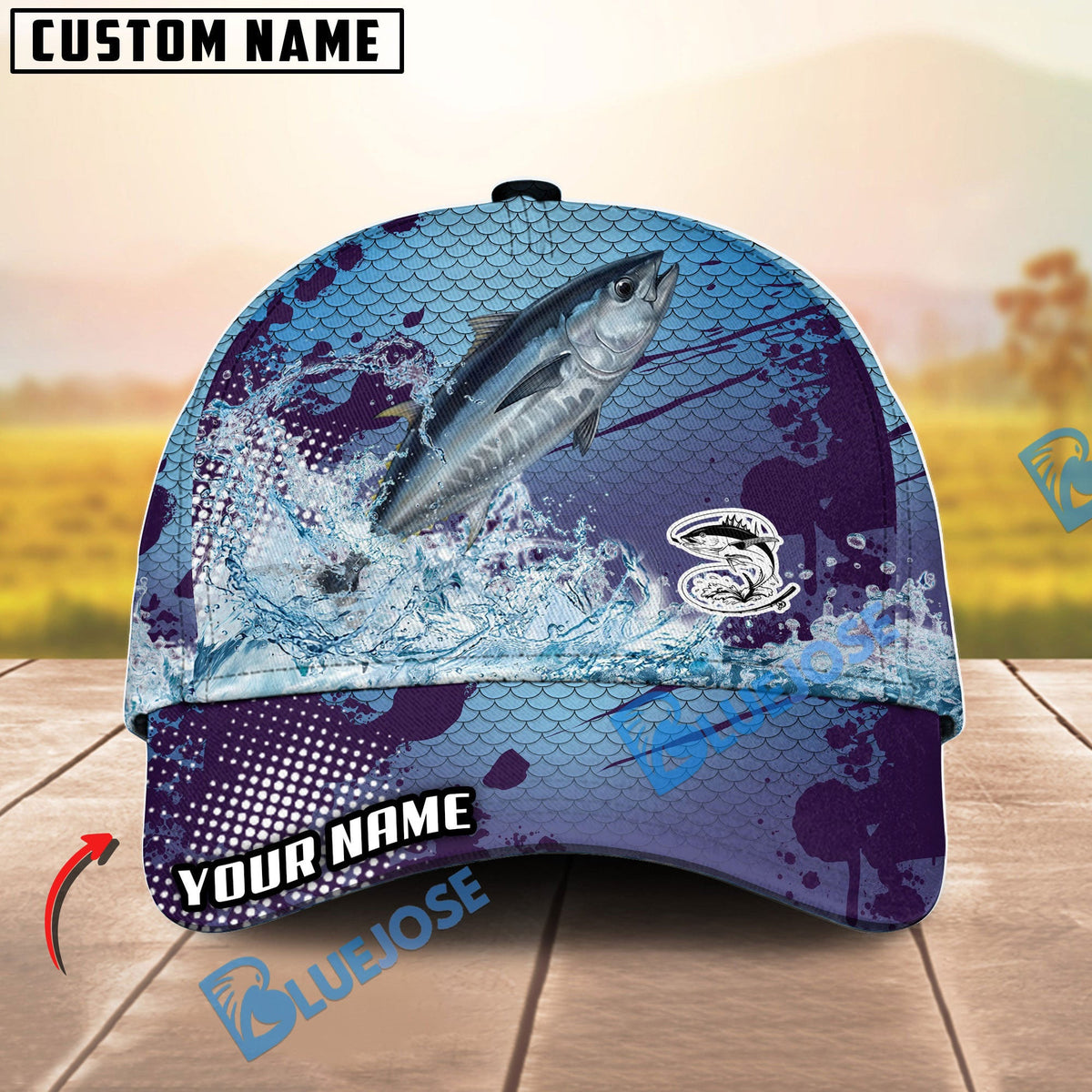 BlueJose Fishing Blue Wave Personalized Cap (13 Breeds)